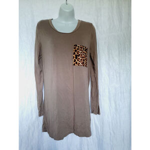 Women's Bombom Brown Long Sleeve T-Shirt animal print Size M